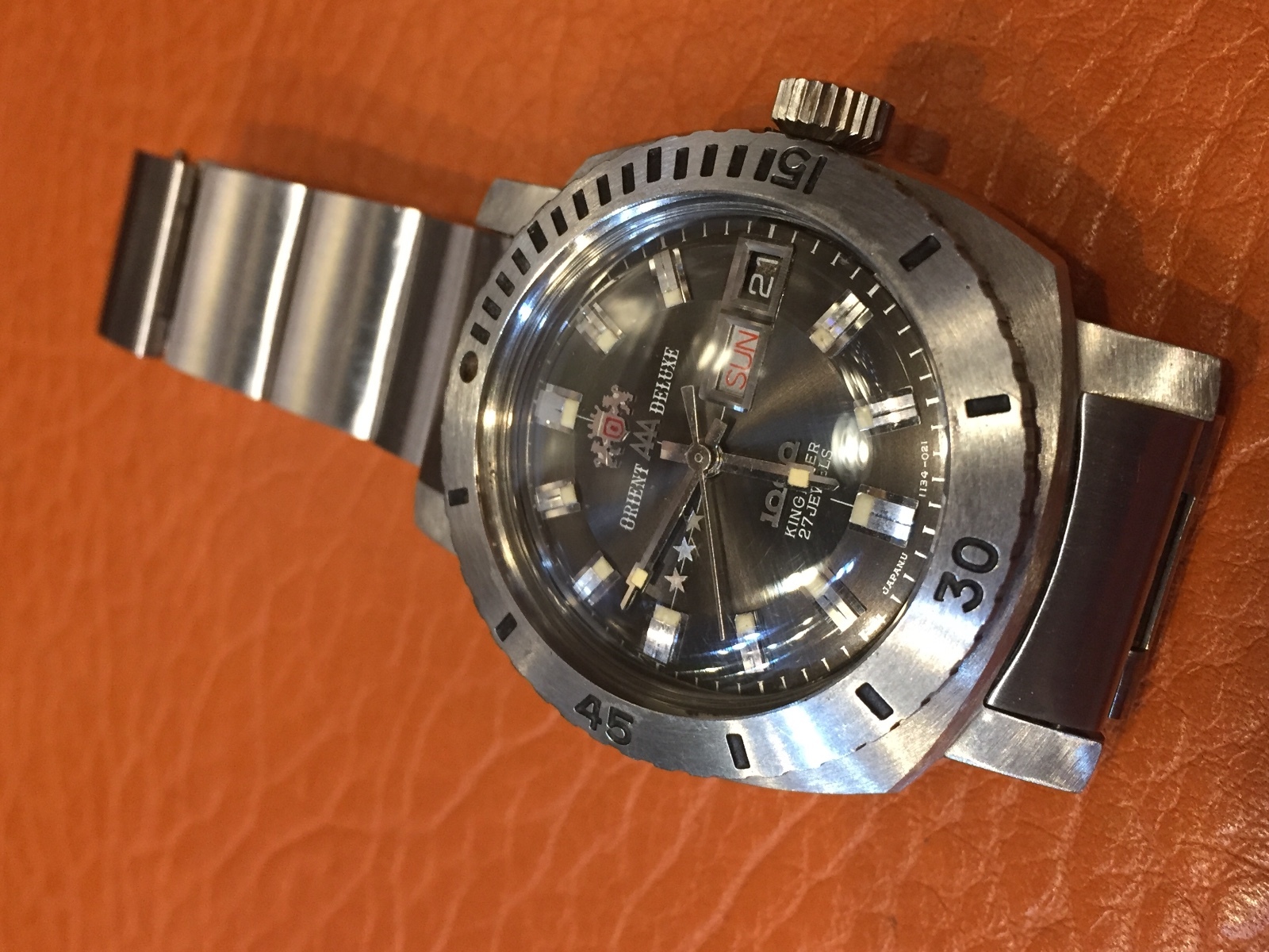 Vintage Orient 1000M Baby Pam Diver Watch Plastic Crystal New Perfectly Fit !