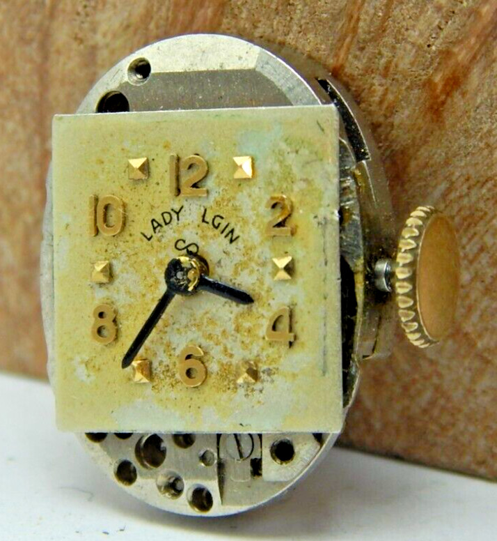 Vintage 1951 lady Elgin 650 19j adjusted art deco wrist watch movement US made