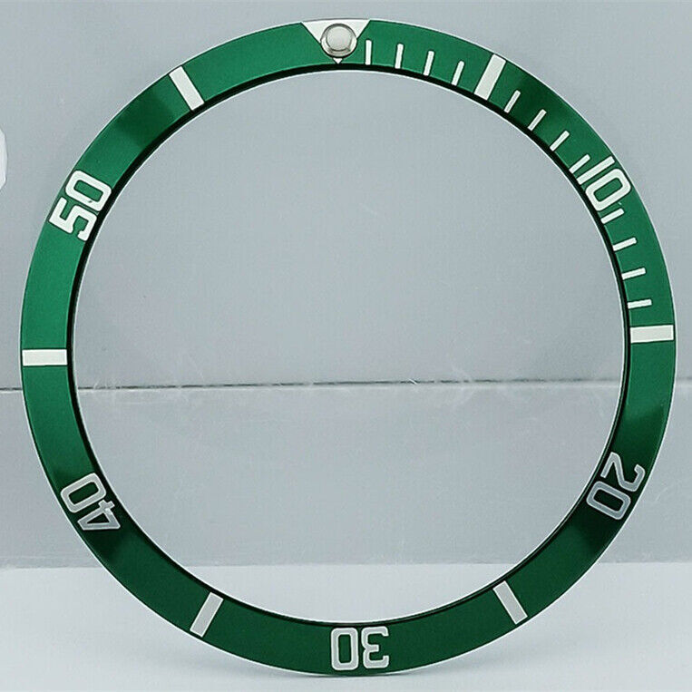 36.5*30.8mm Vintage Aluminum Alloy Slope Green Luminous Colorful Watch Bezel