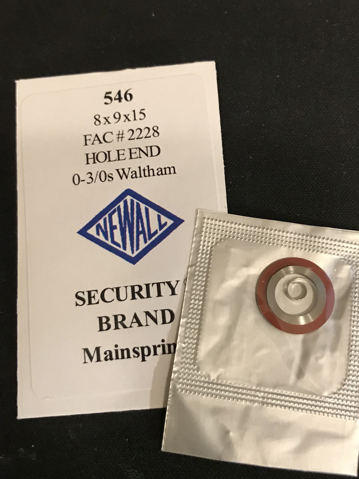 Newall SUPER Security Mainspring #546 for 0s – 3/0s Waltham #2228 – Alloy