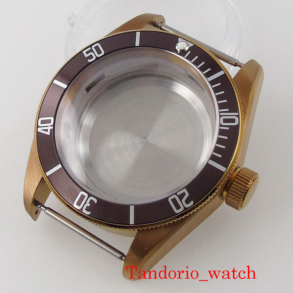 41mm Watch Case Black Pvd Bronze Coated Sapphire Glass For MIYOTA ETA 2836 50m