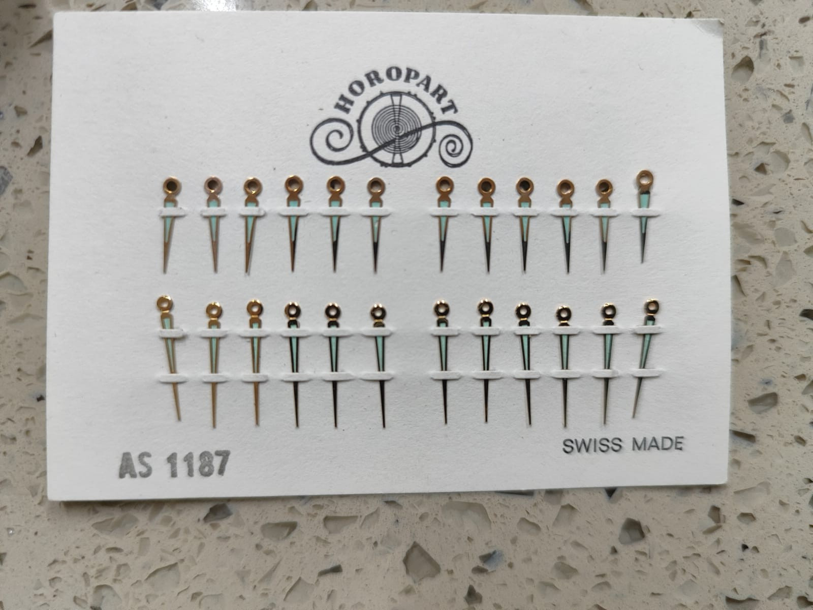 Vintage AS 1187 Wind Movement Part Lot Set hands Gold Swiss Original NOS