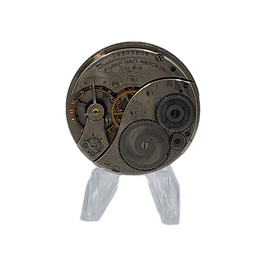 Elgin 301 12s Movement Sunk Enamel Dial Pocket Watch Parts 1285