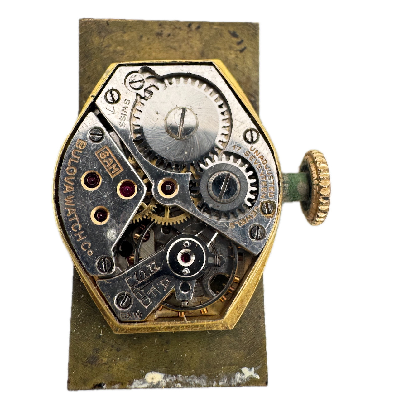 Vintage Bulova Rectangular Mechanical Men’s Wristwatch Movement 6AM Swiss