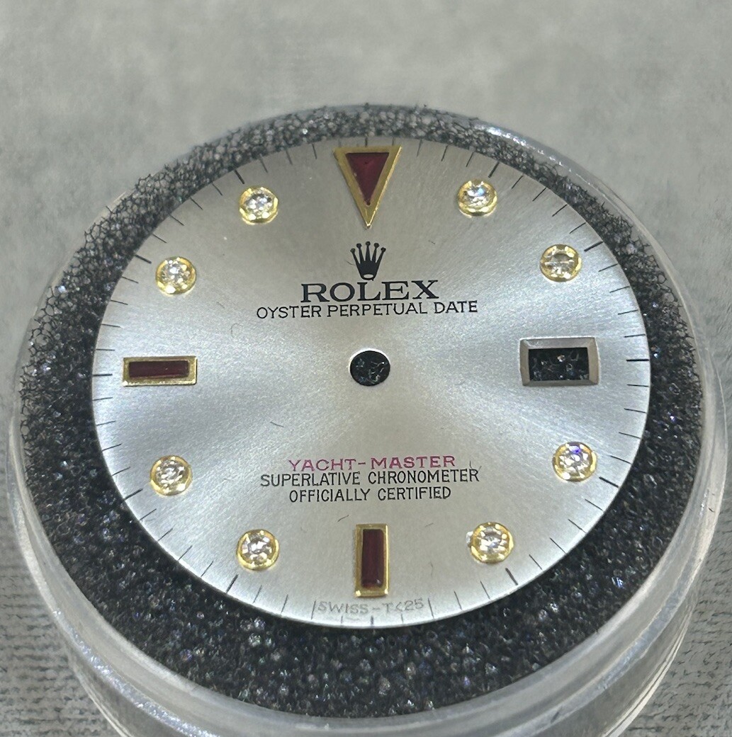 Rolex Yachtmaster Slate Dial Custom Diamond Ruby Markers For Model 16623