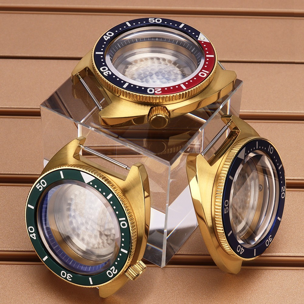 Sapphire Steel Gold 41mm Watch Case Modify turtle SKX Mod For Seiko NH34 35 NH36