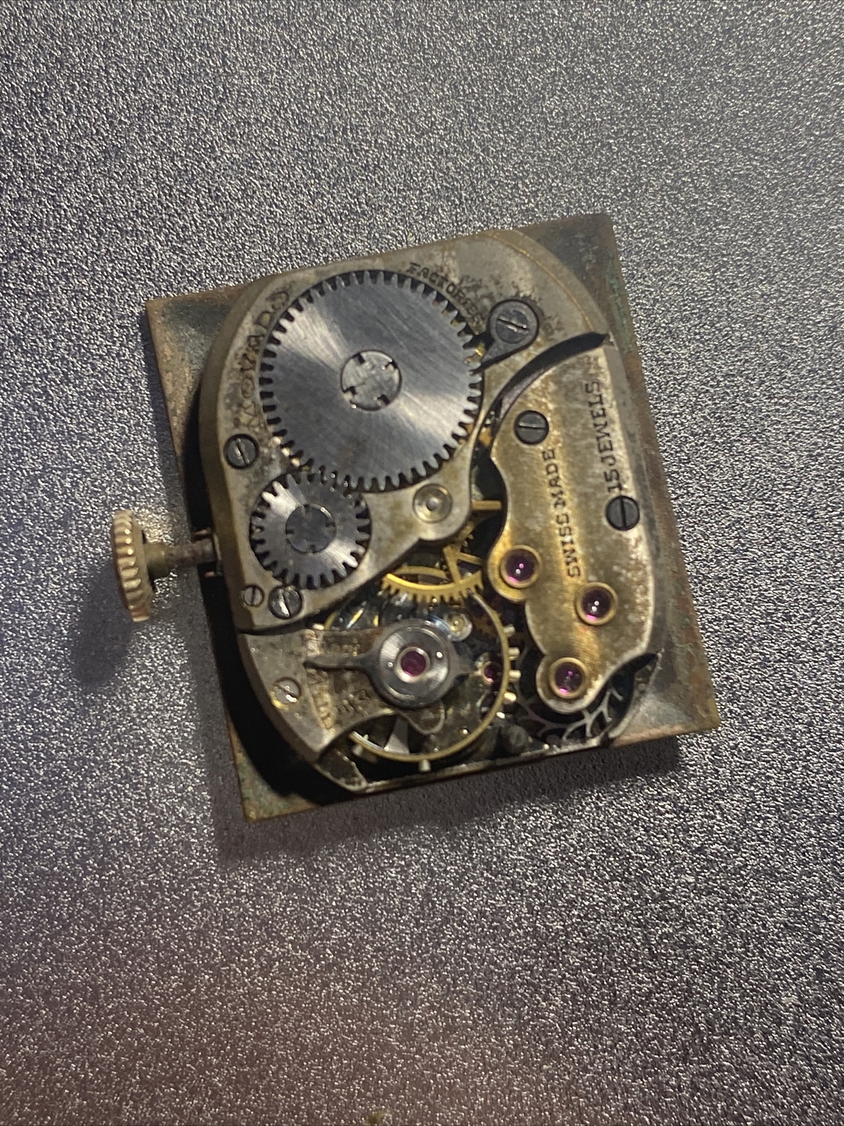 Vintage Movado 15 Jewel Watch Movement With Dial & Hand Set With Sub Seconds