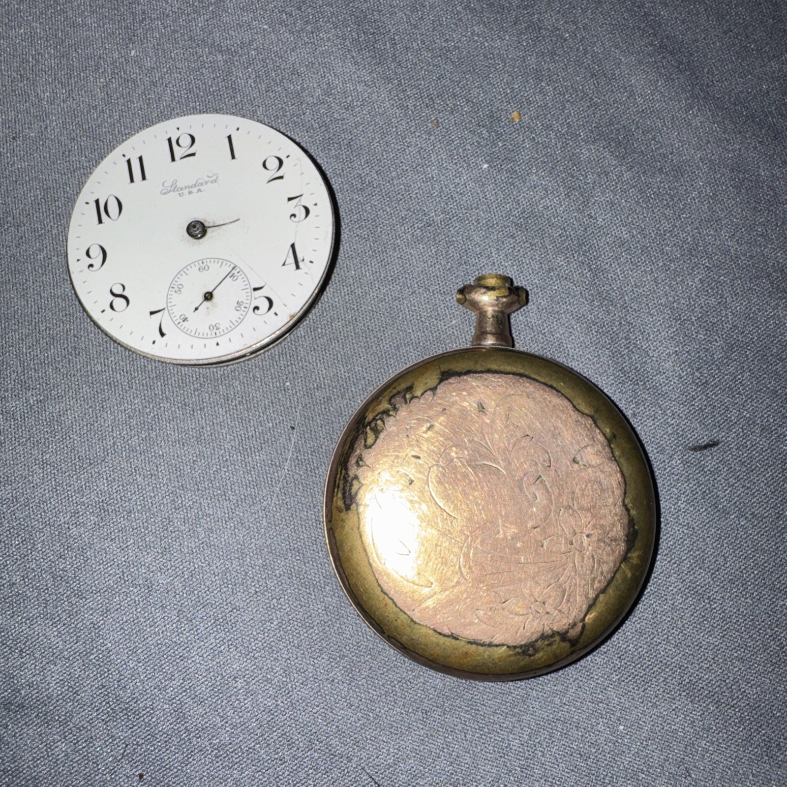 VINTAGE 18S N.Y. STANDARD POCKET WATCH MOVEMENT, NOT RUNNING, Parts?