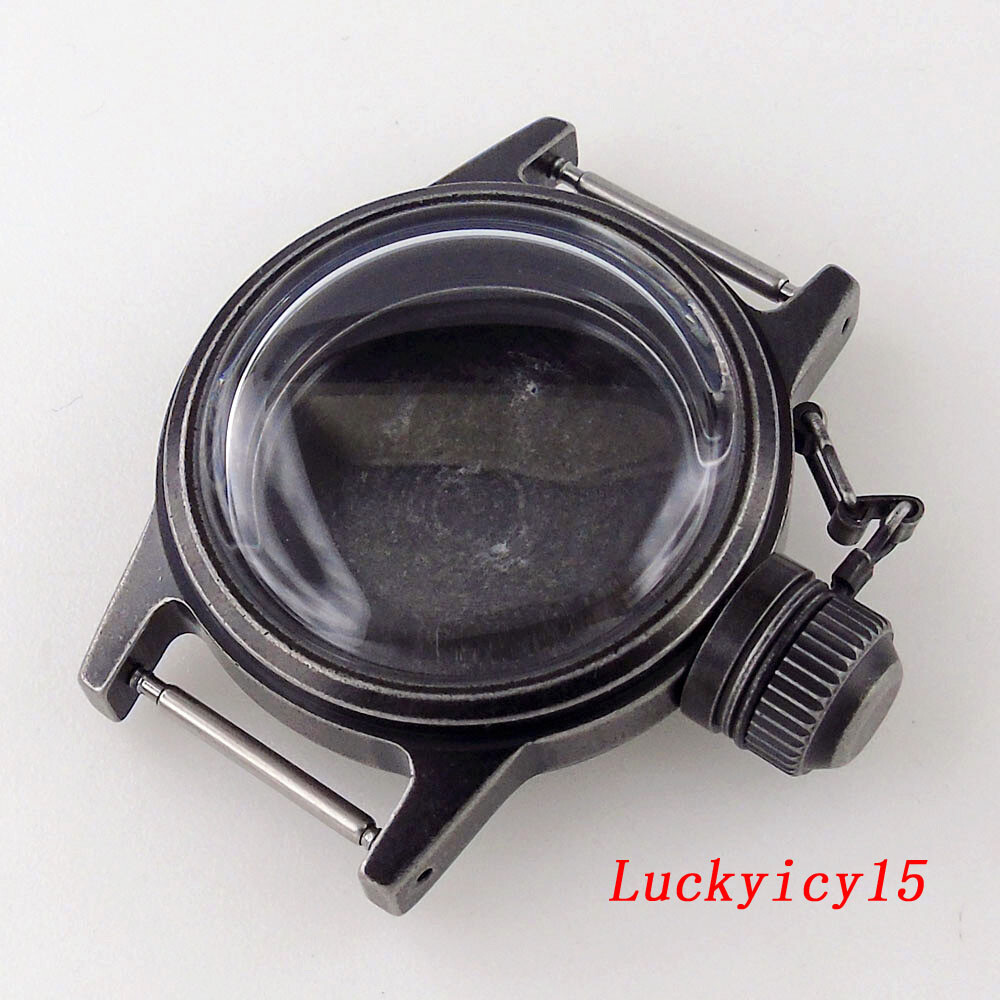 36mm Brush Silver Black Sandblast Watch Case fit NH35A NH36A NH34 SKX SRP 7S26