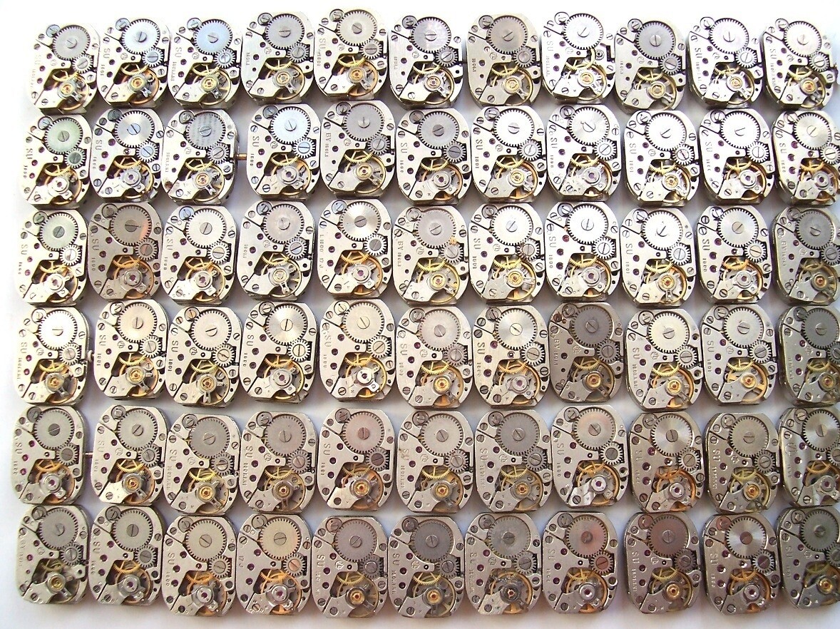 Lot 53 vintage ladies watch movements LUCH 14×18 mm. Steampunk Art or repair DIY
