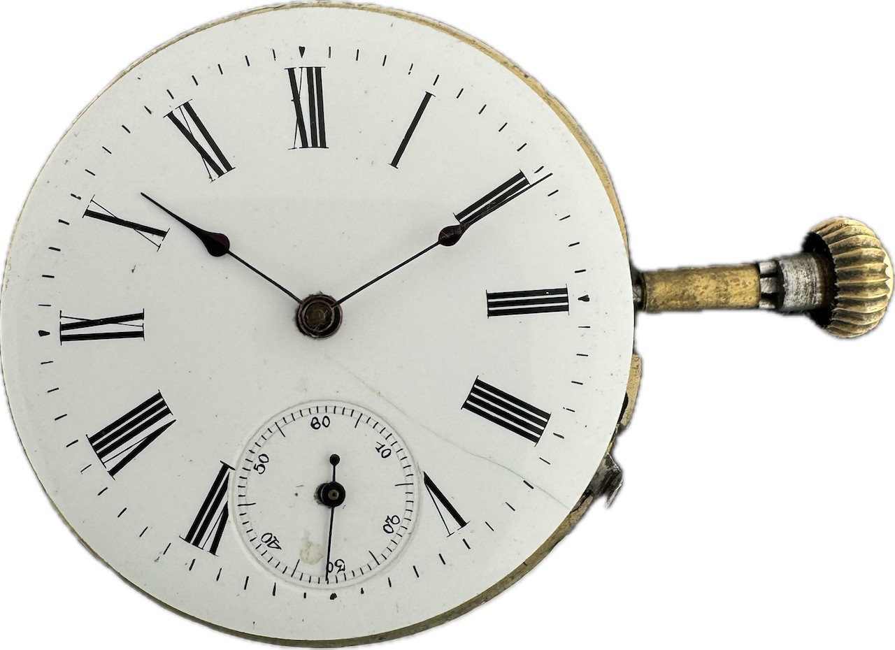 Antique 16 Size Unbranded Mechanical Hunter Pocket Watch Movement German Runs