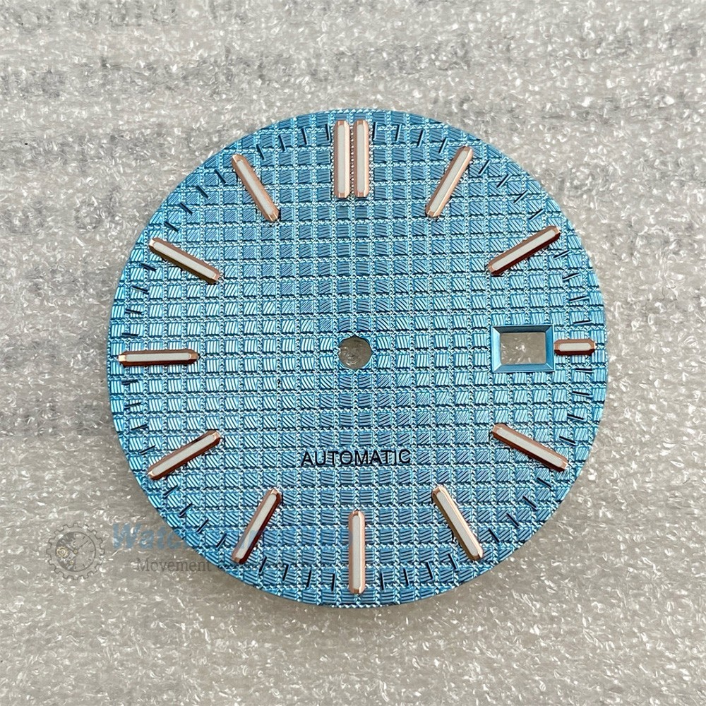 31.8mm Grid Green Luminous Calendar Watch Dial Fit NH35 NH36 Movement
