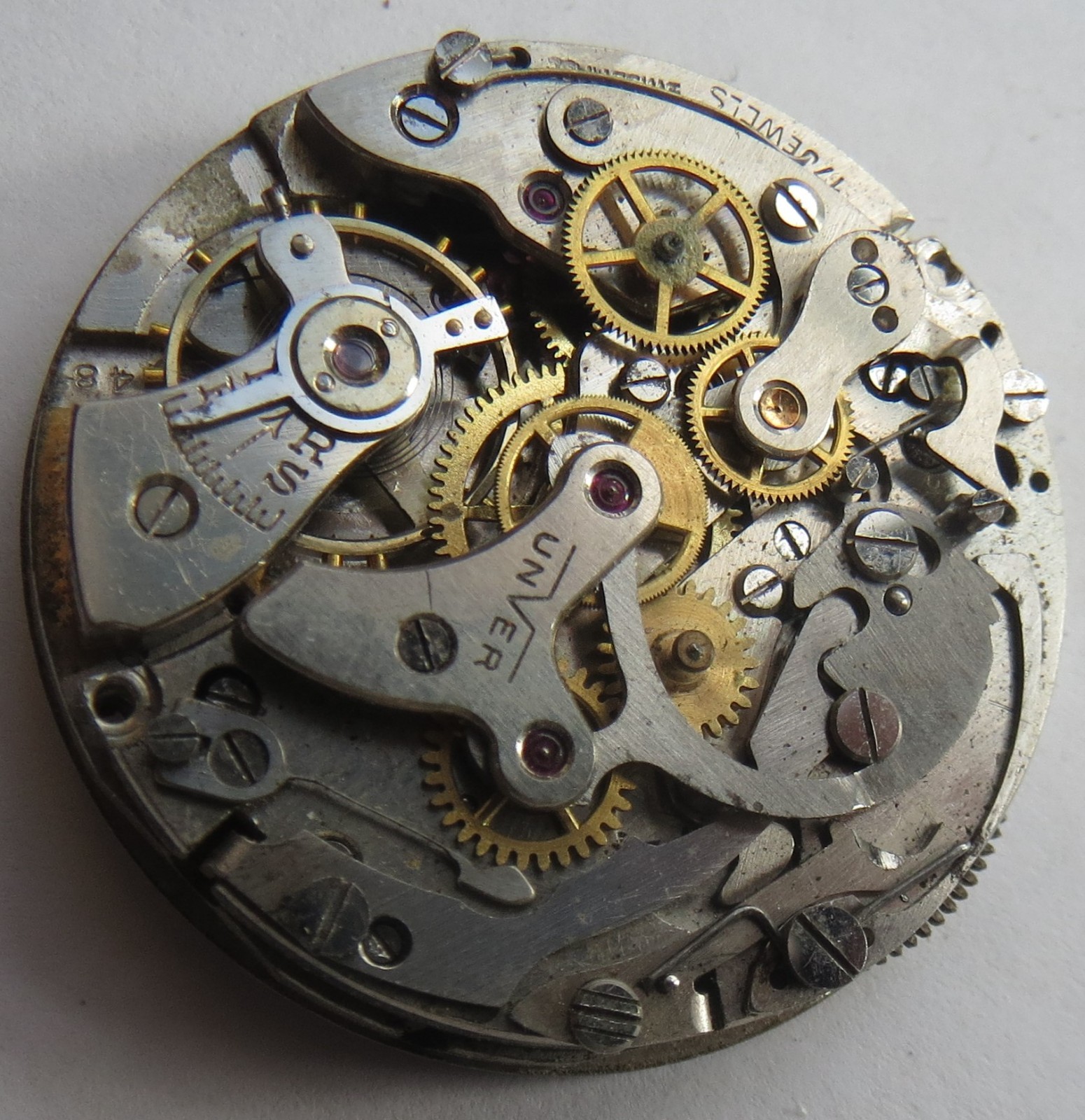 Unver cal. Landeron 48 chronograph mens wristwatch movement balance Ok.