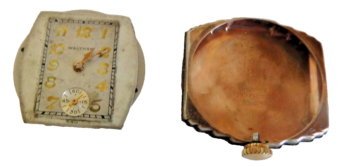 GENTS WALTHAM 1864 RUBY 17 JEWELS MOVEMENT #115203. GOLD FILLED CASE #116040.