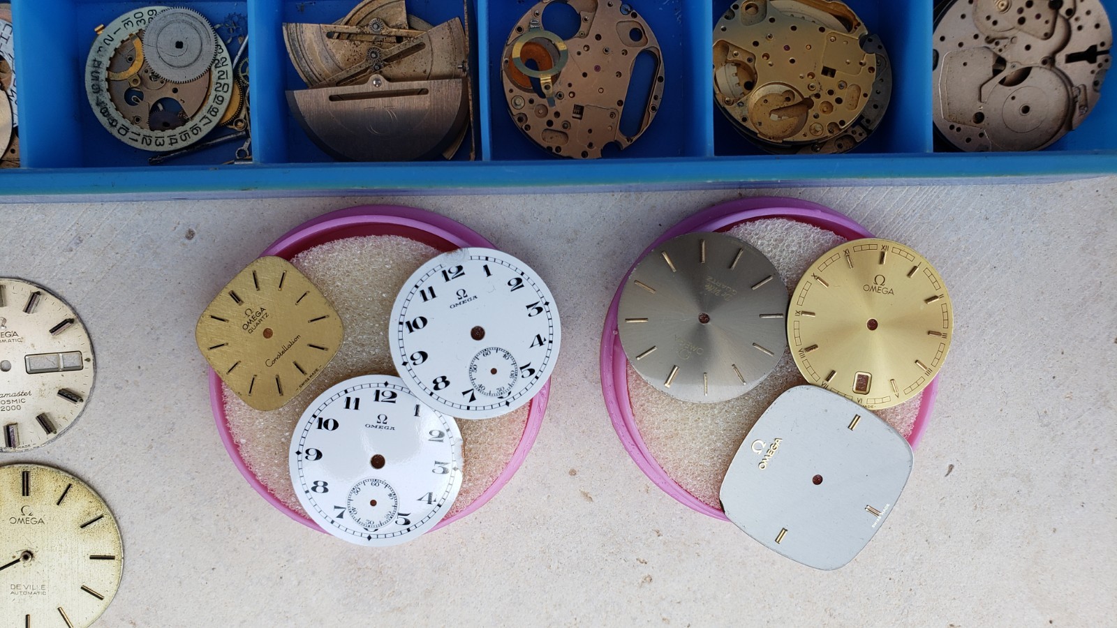 Huge Lot Of Omega Watch Movements & Dials & Parts