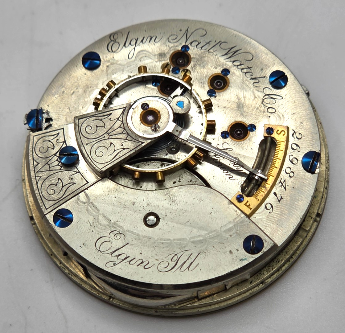 1888 ELGIN POCKET WATCH MOVEMENT GRADE 103 18s Model 3, good balance AS IS