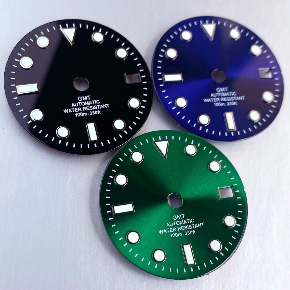 29mm Classic Diver Series 100m Text Sunburst Watch Dial Face Fit NH34 NH34A Move