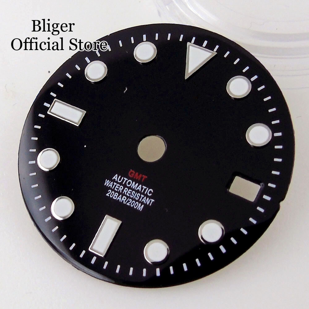 Green Luminous Black White 29mm Watch Dial Hand fit NH34A NH34 GMT Watch Part