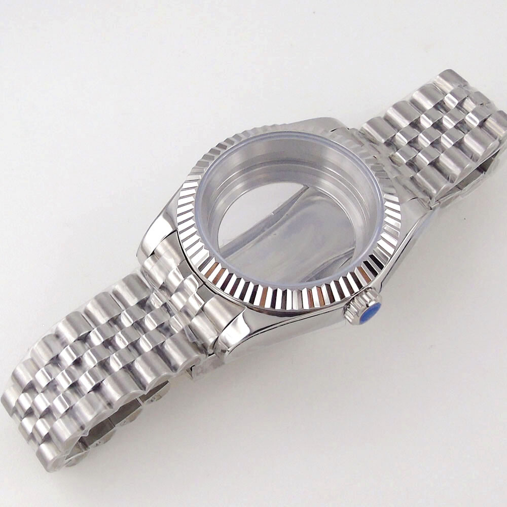 36mm 39MM Sapphire Glass Watch Case Small Endlink Bracelet Fit NH34 NH35 2824