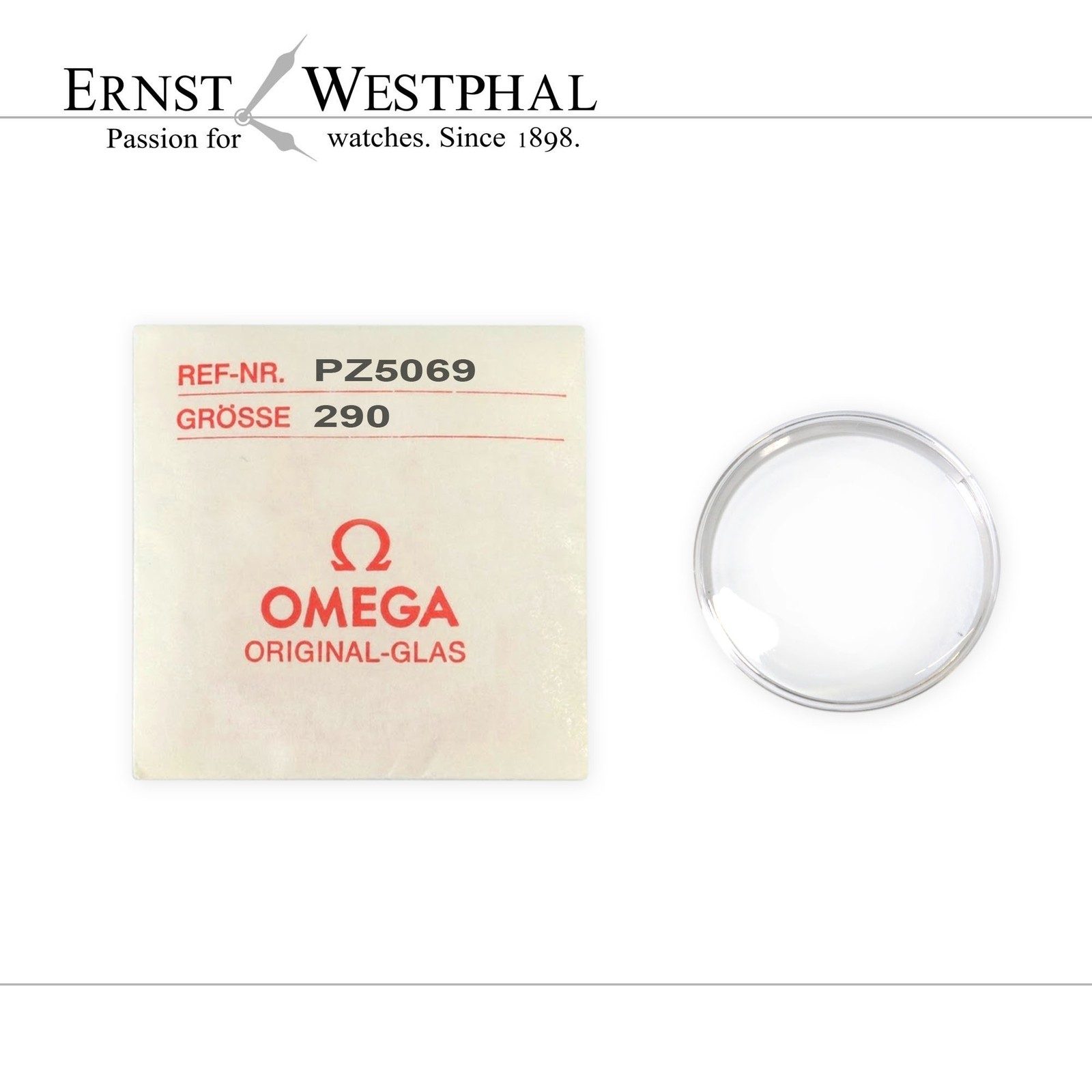 Original OMEGA acrylic crystal, silver PZ5069 for 135.001, 2690, 26911, 2790
