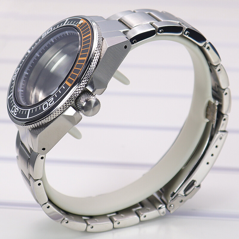 Seiko Samurai 43.8mm Watch Case+strap AR layer sapphire glass For nh35 movement