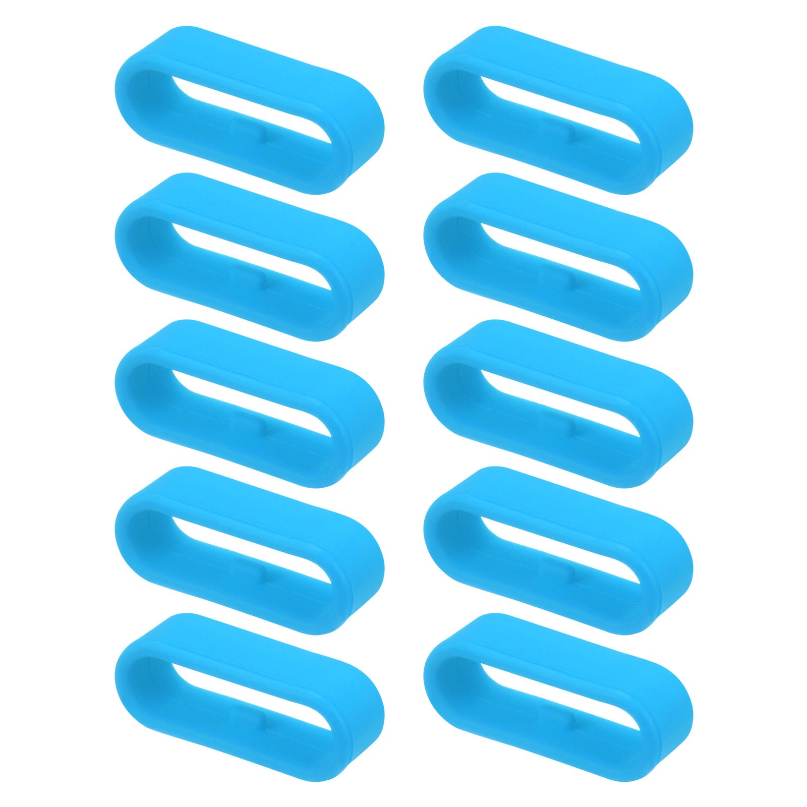 10Pcs Watch Band Strap Loops Silicone Fastener Rings for 20mm Band Light Blue