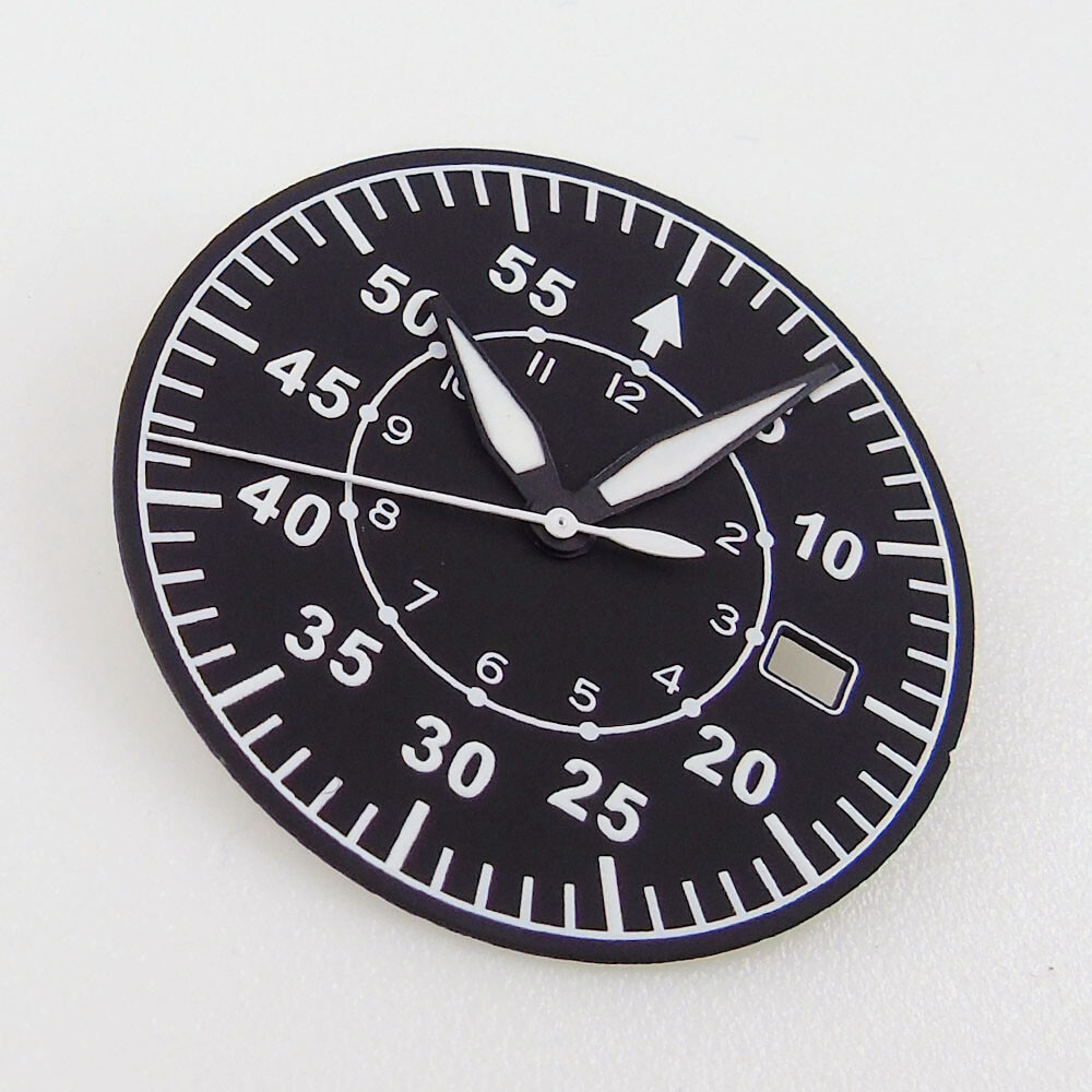 39mm sapphire glass pilot Watch Case black luminous dial fit NH35 NH36 MOVEMENT