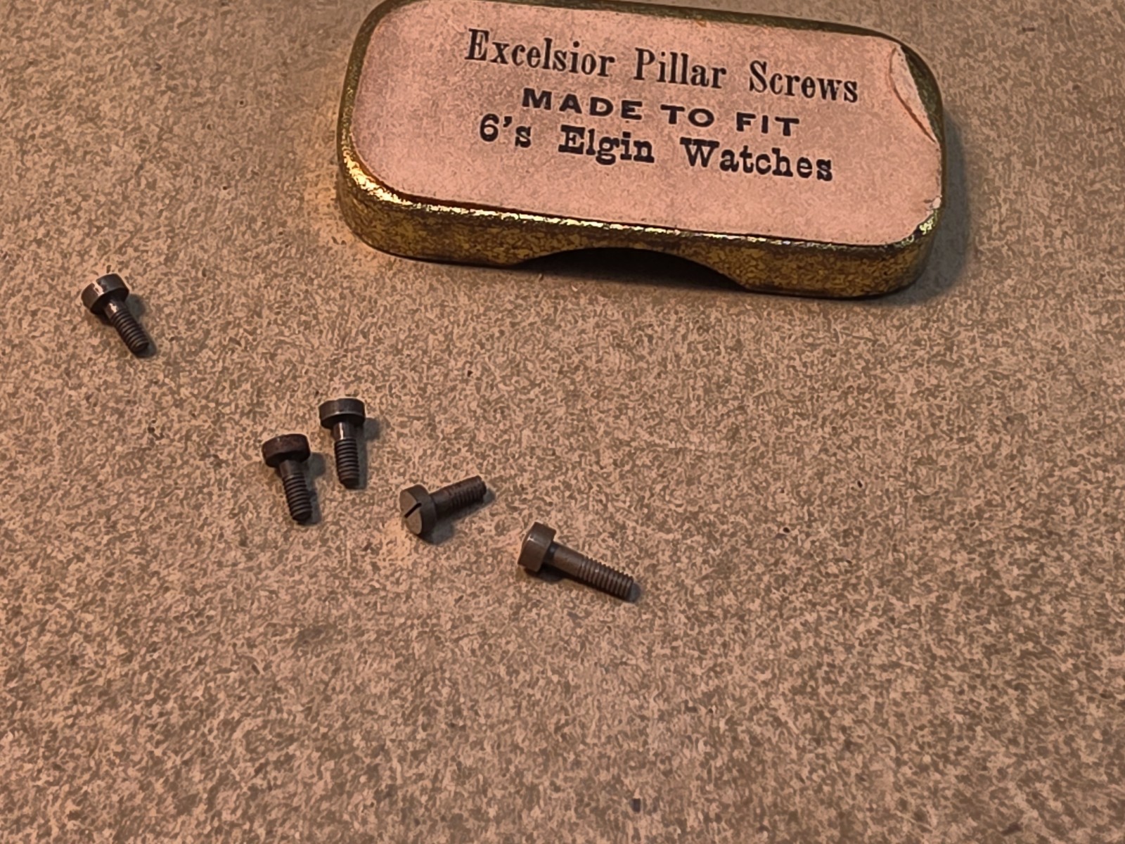 Lot Of NOS Elgin 0s & 6s Pocket Watch Pillar Screws W/Original Tins