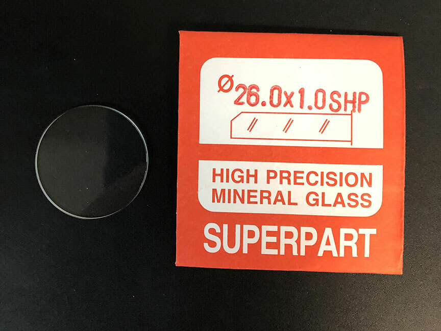1.0mm Thick Flat Round Mineral Glass Watch Crystal 25.1mm – 26.0mm Diameter