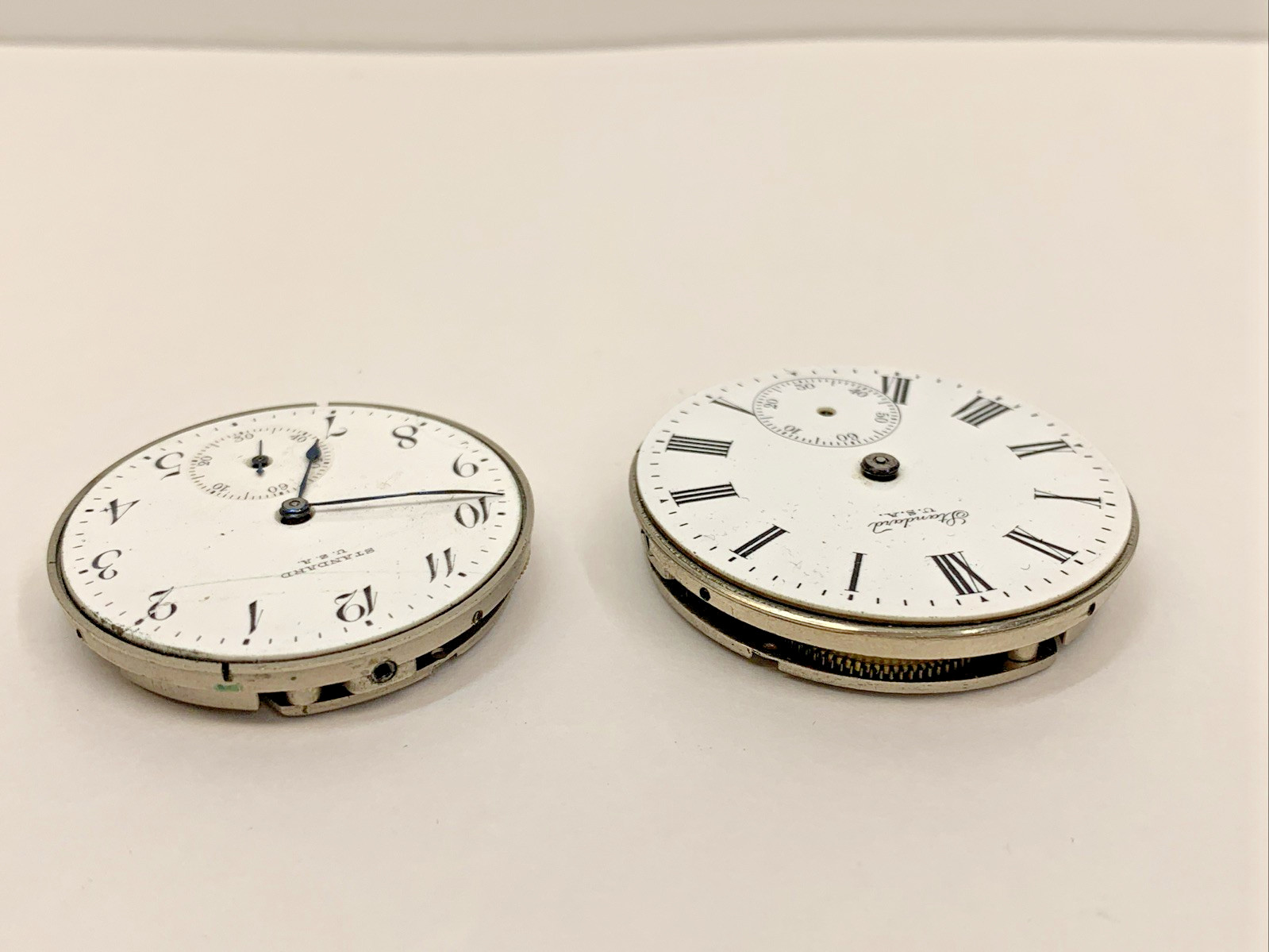 Vintage New York Standard 2 Pocket Watch Faces for Parts Repurpose Repair BROKEN