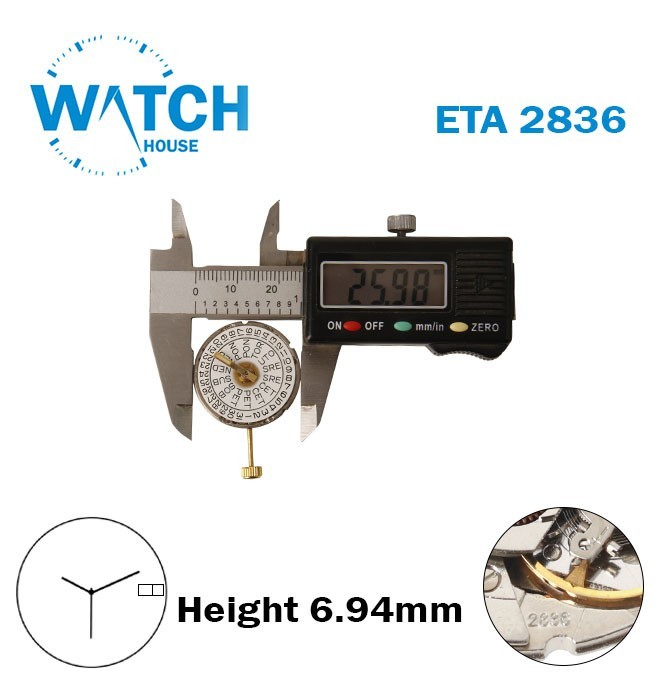 ETA 2836-Swiss Movement-White Day&Date Disk At 3-H:6.94mm-3Hands-Automatic-Czech