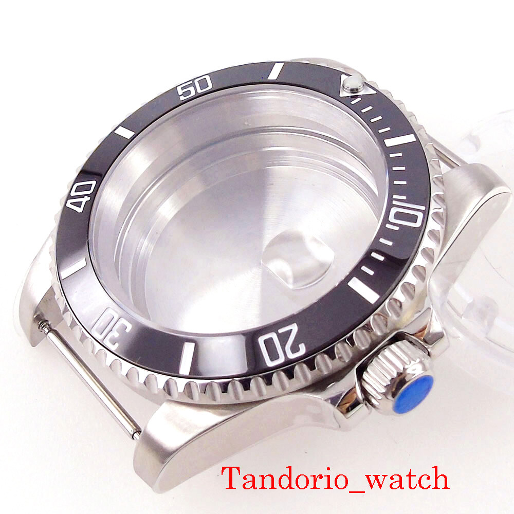 40mm Sapphire Glass Watch Case fit NH34A NH35A ETA2824 Miyota8215 Black Ceramic