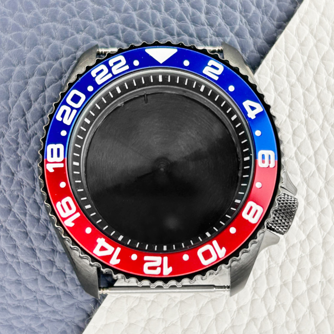 SKX007 SRPD Red Blue Watch Case Mod 42.5mm For NH35 NH36 Movement 3’8 Crown 5ATM