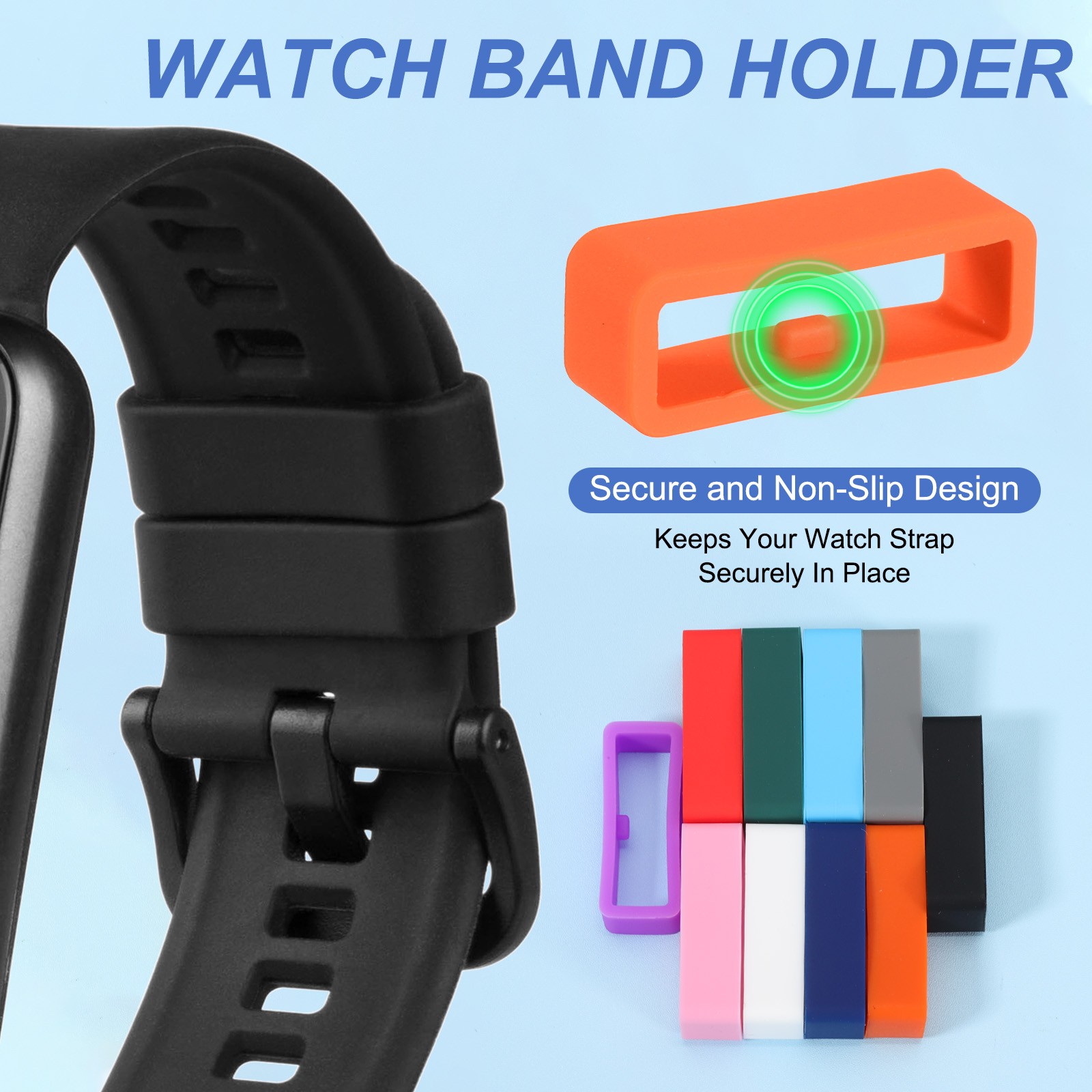 8 Pcs Watch Band Holder Loop, 20mm Universal Watch Replacement Band, Orange