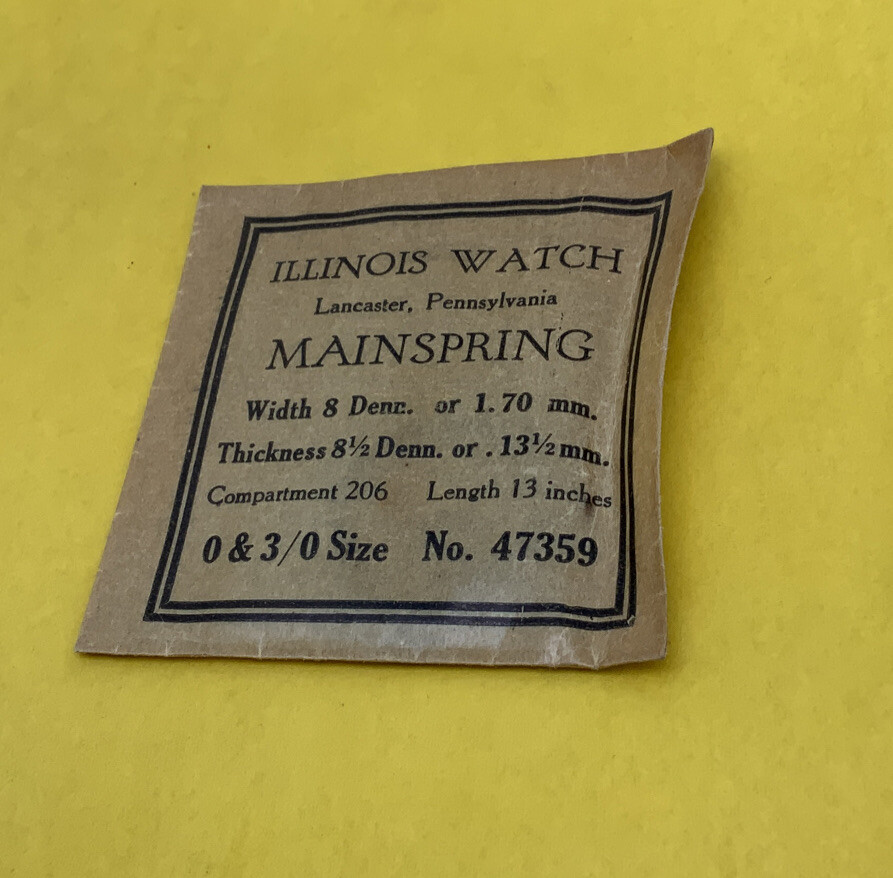 ILLINOIS 0 & 3/0S Part # 47359 MAINSPRING T Brace. JA428. New Old Stock