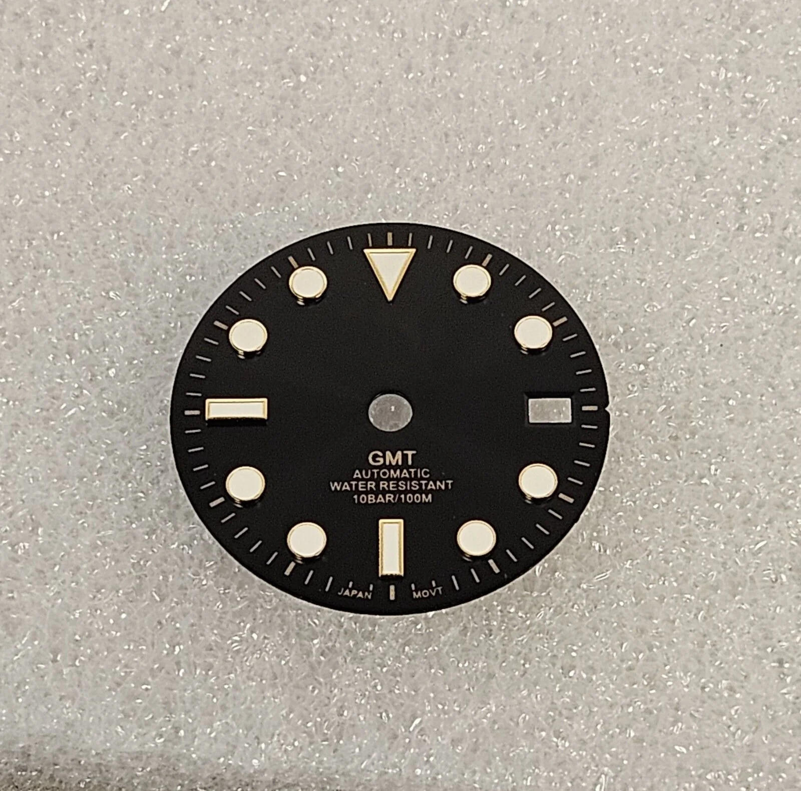 GMT Dial 29.0mm Black/Gold with Logo for watch moding – fits NH34