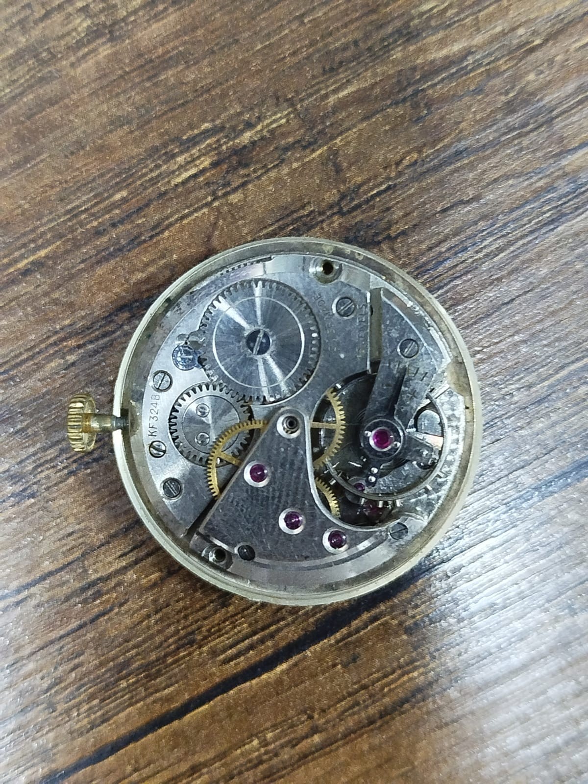Vintage Cortina Edison Watch Movement Dial Hands Caliber KF 324B Kurth Freres