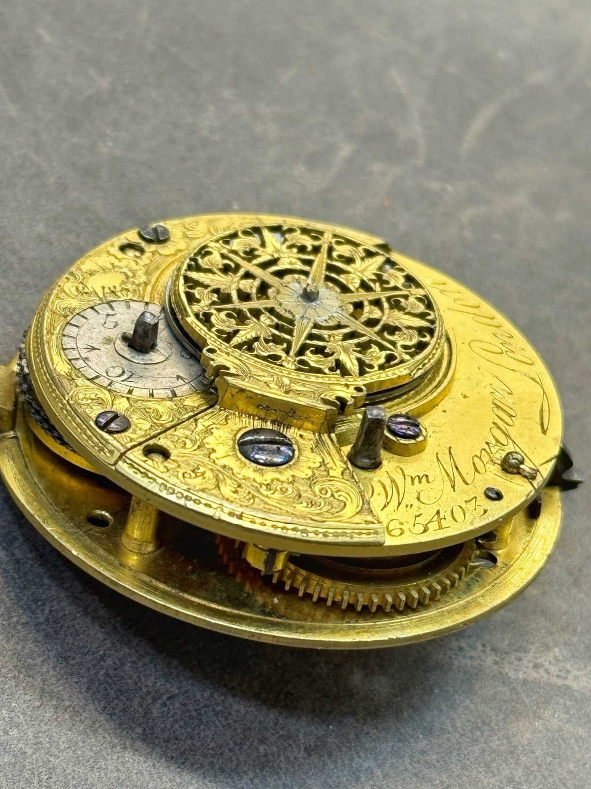 Antique William Morgan London Verge Fusee Pocket Watch Movement Repair