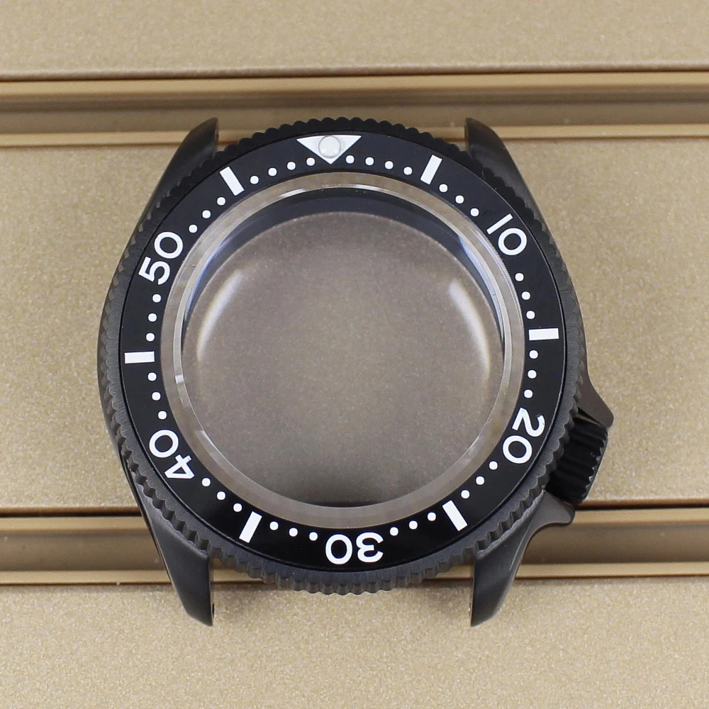 38mm PVD Black Watch Case SKX013 Mod Sapphire Glass 3.8 crown For NH35 Movement