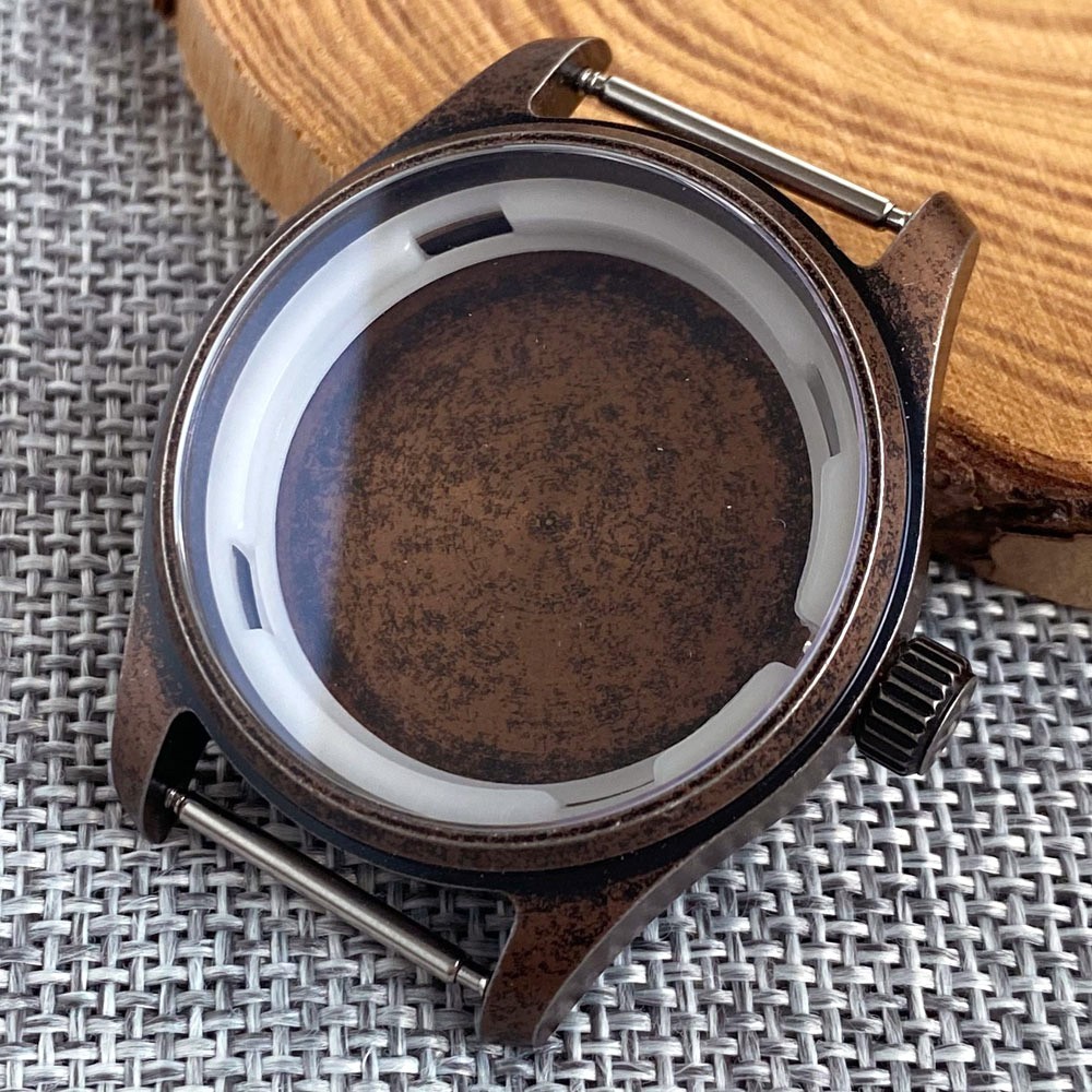 Retro NH35 Men Watch Case for NH36 PT5000 ETA2824 36mm 39mm Bronze PVD Plated
