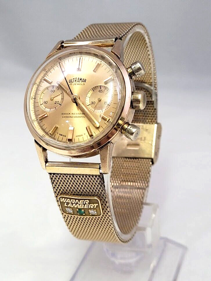 🔥🔥 Very.. Very Rare! & Vintage! ULTRAMAR – WARNER LAMBERT 10 K GF, Wristwatch!