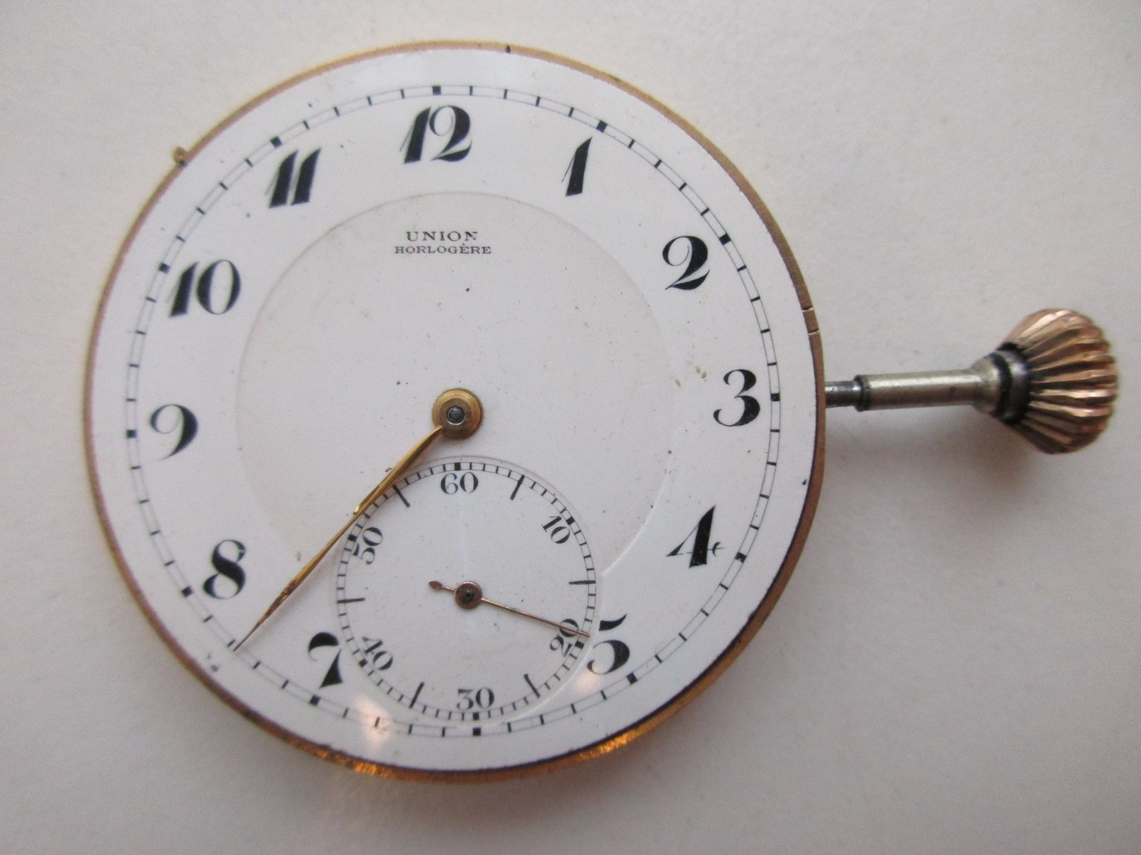 Union Pocket watch movement diam. 44.5 mm crown wind (at 3) – running