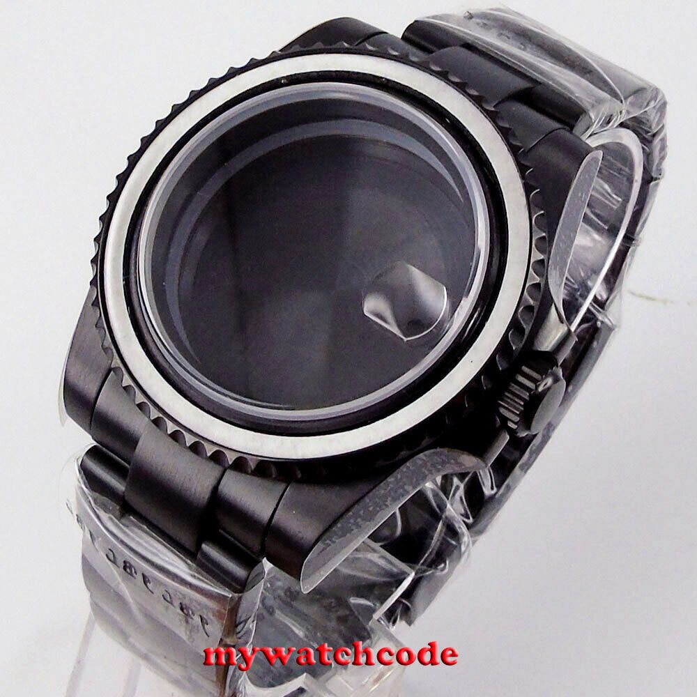 40mm Black PVD Sapphire Glass Watch Case Fit NH35A NH36A MIYOTA ETA2824 PT5000