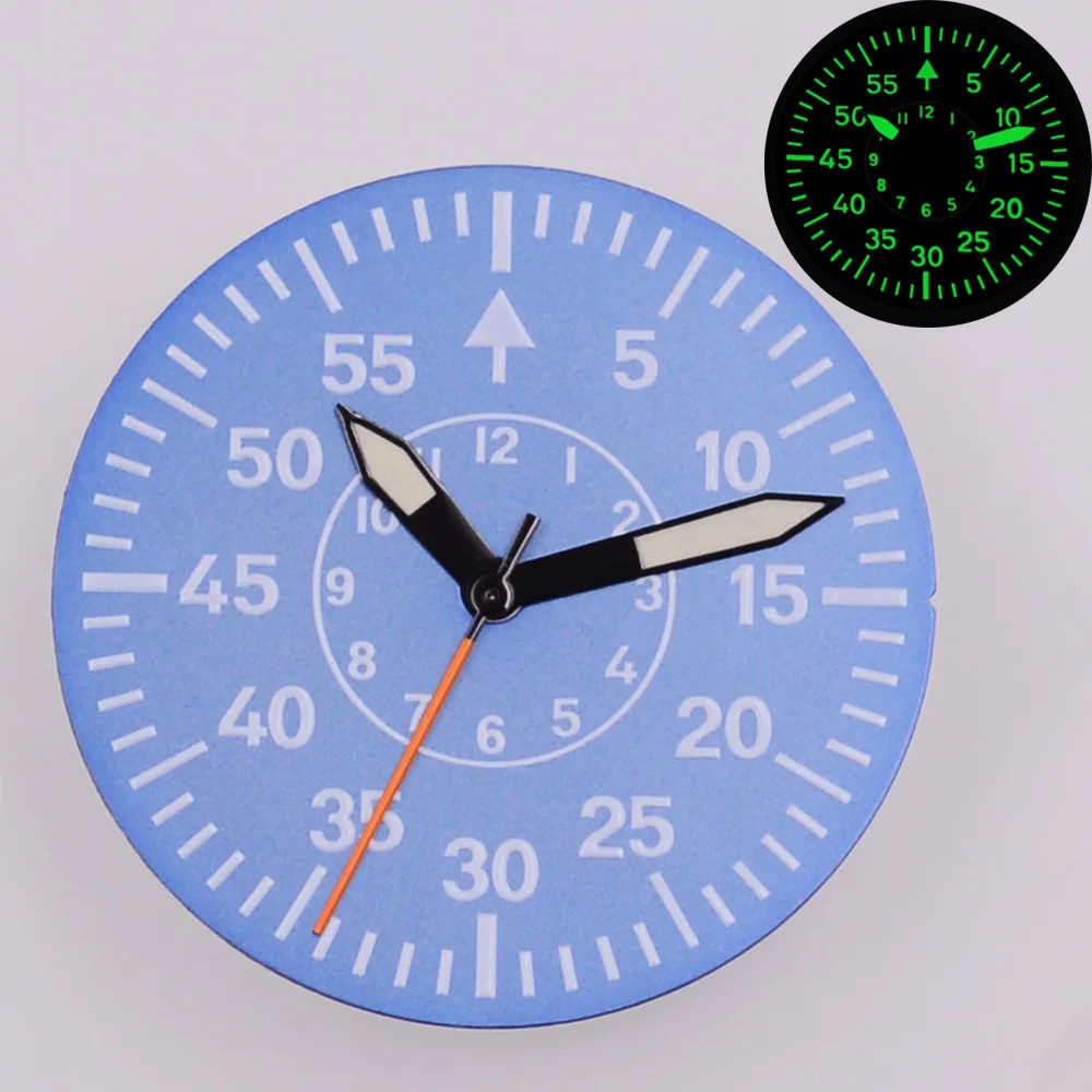 29mm Sterile Dial Green Luminous Watch Dial Hands Fit NH35 NH36 Movement