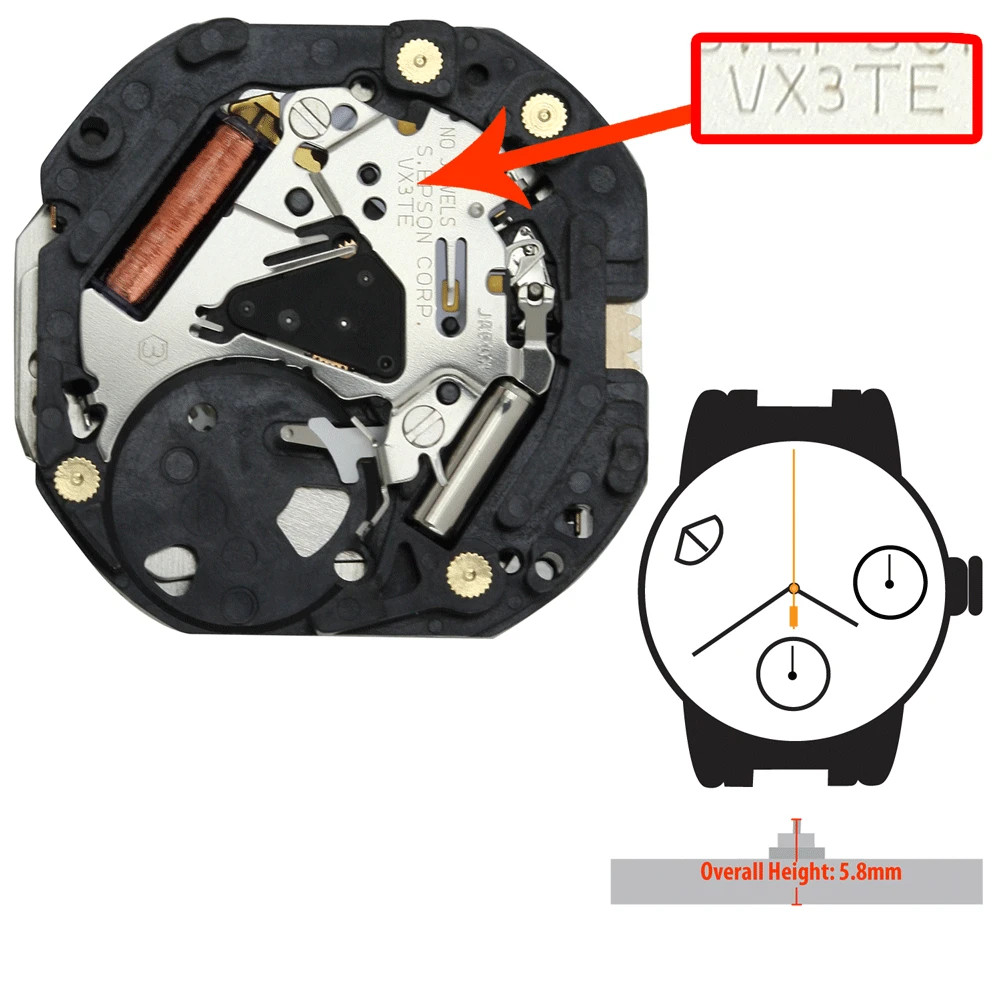 Original Hattori/Seiko/Epson VX3T Japan Quartz Movement