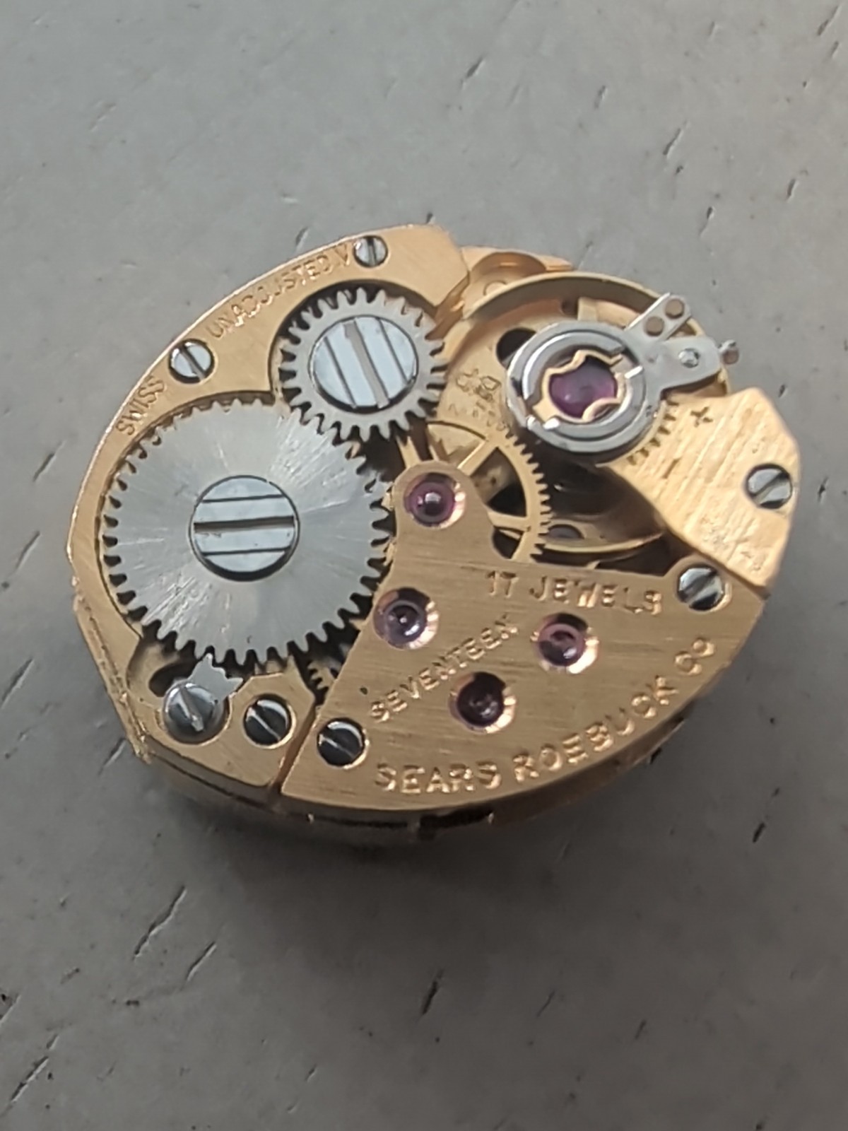 Tradition Sears Roebuck Watch Co. Movement 17 Jewel Parts/Repair