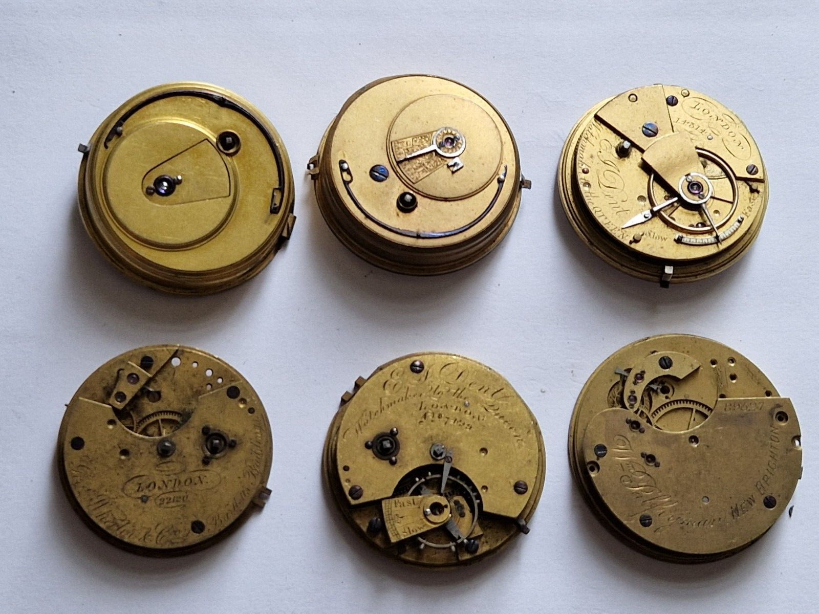 antique pocket watch movements Dent London Leo Wheeler Palfryman joblot