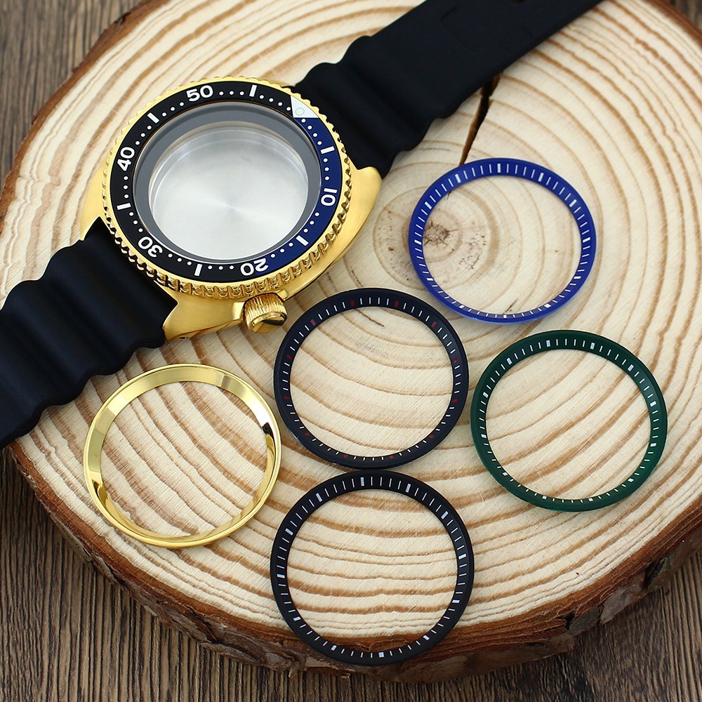 45mm Steel Golden Watch Case+Strap Modify Turtle Mod Sapphire For NH35 34 36 38