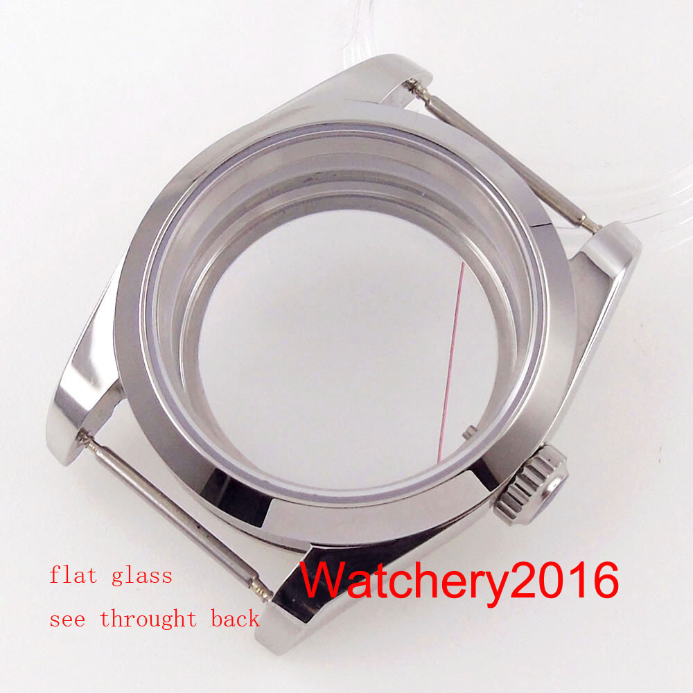 36mm Polish Watch Case Fit NH35 NH36A MIYOTA 8215 DG MINGZHU 2813 Green Gasket