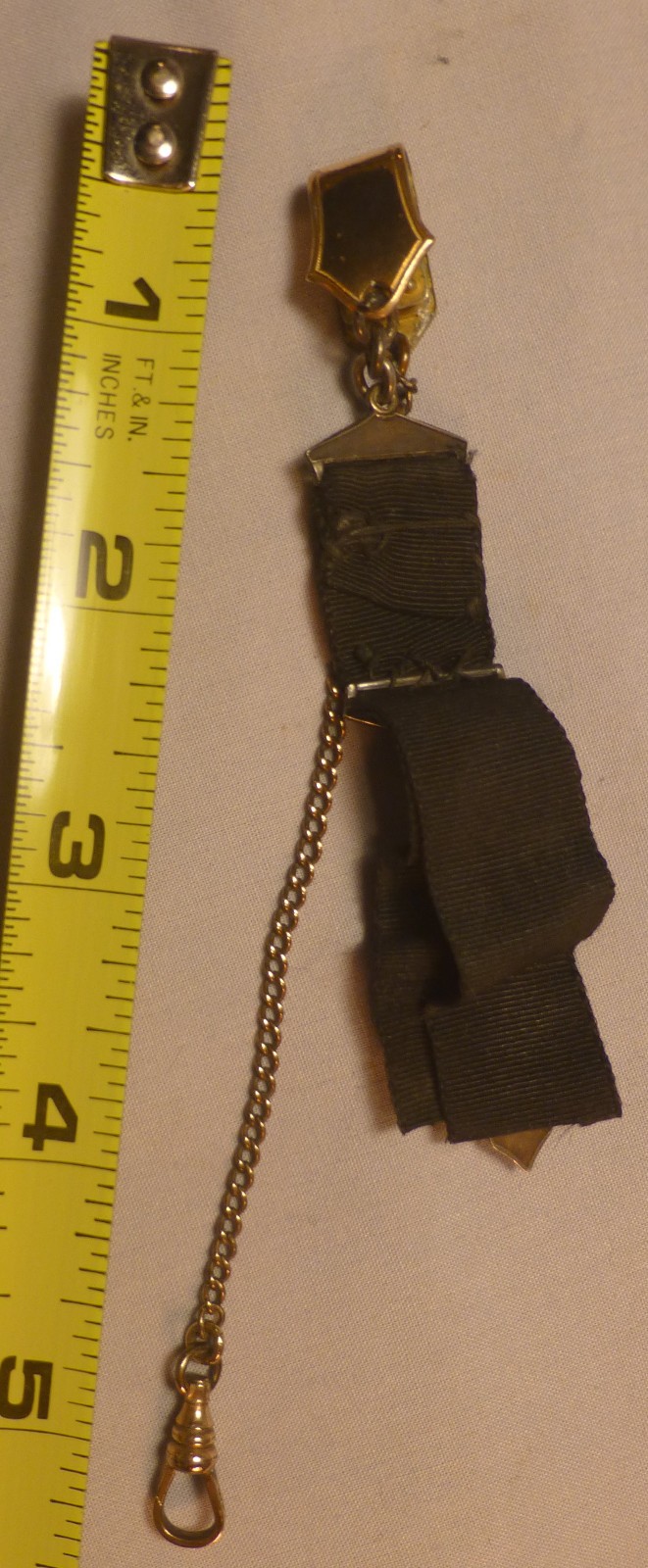 Vintage Pocket Watch Chain with Cloth and Metal & Enamel Fob -BEST OFFER-